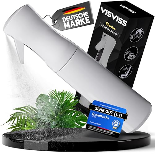 VISVISS Sprühflasche [HydroForce] – 200 ml Tropfsichere Spray Bottle | Leere Wassersprühflasche für Pflanzen, Haare & Reinigungsmittel | Lebensmittelecht, Weiß