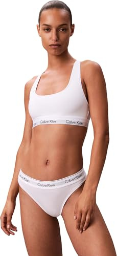 Calvin Klein Donna Bralette Unlined con Fascia con Logo, Bianco (White), S