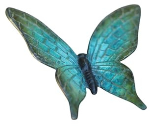 Generisch Bronze-Skulptur Schmetterling | blau-grün | 12x11x3cm | Tierfigur aus Bronze | handgefertigt