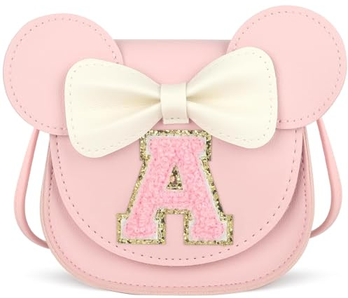 KU Borsa Bambina a Pochette Bambina a Tracolla per Ragazze Regalo Borsa Ragazza in PU - Tracolla per Compleanno 2-8 anni (Rosa)