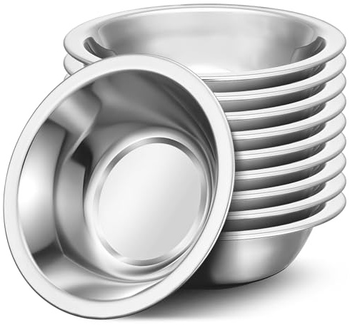 Xygobla 12 Pack Stainless Steel Mixing Bowls,18CM Wide Round Soy Food Dipping Bowls Medium Dish Snacks Bowl Metal Prep Bowl Multipurpose Soup Basin for Baking,Cooking,Serving,Dishwasher Safe