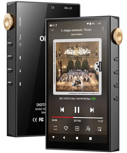 Hi-Res Audio Player, Oilsky 160GB HiFi MP3 Player Bluetooth and WiFi, 4.4mm Balanced, Dual ESS DAC, 4GB RAM, 4.02 Digital DSD512 Lossless Music Spotify Player
