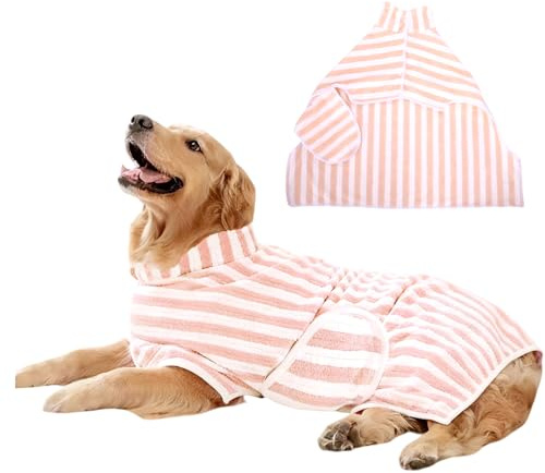 DOINEUFL Dog Drying Coat,Towel & Robe,Ruff and Tumbl Bath Coats & Towels for Small,Mediumm,Large Dogs,Robes Accessories for Shower, Swimming & Grooming | Fits French Bulldog, Labrador & More (S Pink)