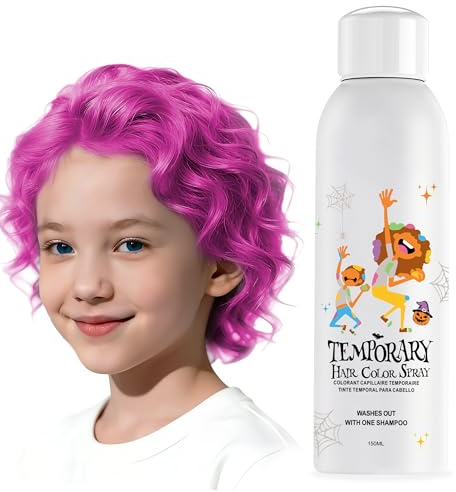 Rosa tillfällig hårfärgsspray – omedelbar & tvättbar hårfärg för tonåringar, kvinnor, män – för halloween, cosplay, maskerad, jul – 150 ml
