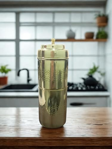 Yuktha Rasakraft Brass Coffee Filter Machine | Reusable Traditional Coffee Maker for Strong Filter Kaapi | Kitchen & Dining Essentials 150ml (Glossy Finish)