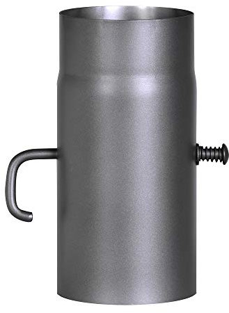 FIREFIX Senotherm RD130/2D Tuyau de poêle en acier épais de 2 mm de diamètre, 130 mm de diamètre, pour cheminées et foyers, gris foncé, 250 mm de long avec clapet régulateur