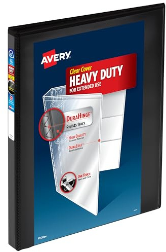 Avery 0.5 Heavy Duty View 3 Ring Binder, One Touch Slant Ring, Holds 8.5 x 11 Paper, 1 Black Binder (79381)