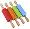STOBOK Mini Nudelholz Kinder Holzgriff Nudelholz Silikon Teigroller für die Wohnküche,4er Pack (rot grün orange blau)