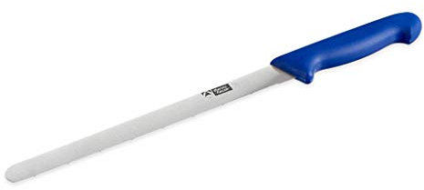 Thermohauser Coltello da pasticceria (acciaio inossidabile), per sega a un lato, con manico in plastica blu, lama 26 cm