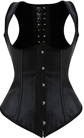 Grebrafan Satén Corset Corsé Bajo Pecho con Tirantes Underbust Talla Grande EU(44-46) 4XL