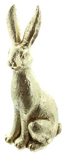 Hase, Hasenfigur Gold, Osterdeko, Dekofigur aus Fiberglas, Gold lackiert, Osterdeko, ca. 19 X 12.5 X 42cm Innenbereich .Bestellen Sie passend dazu die Ostereier Gold Best.Nr.- B08P5ZZ2HM