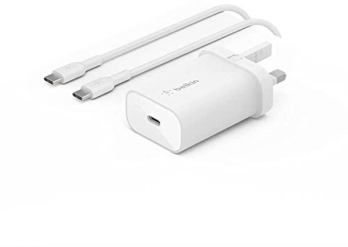 Belkin BoostCharge 25W Wall Charger with PPS, USB-C Power Delivery, Fast Phone Charger for iPhone 17, Air, Samsung Galaxy, iPad, Pixel, tablet and more – USB charger plug with Type C Cable included