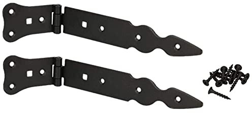 KOTARBAU® 2 Bisagras de puerta 200 mm de acero inoxidable, Negra - recubrimiento en polvo, Herraje para puertas de jardín de madera, Robusta, Bisagra apaisada para Cobertizo, Granero, 2 UNIDADES