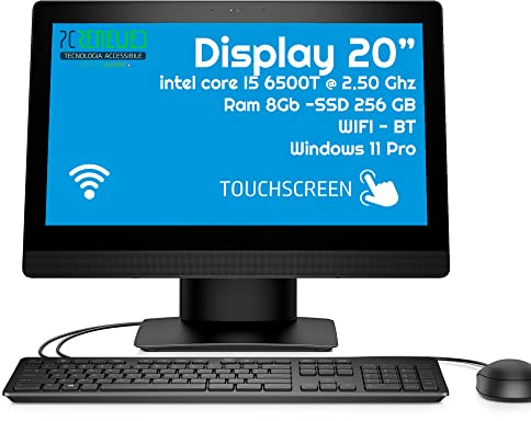 HP All-in-One Touch Screen Intel I5 6500 8GB SSD 240 Windows 11 Desktop 20 Wi-Fi - PC Fisso completo (Ricondizionato) (Pc +Tastiera E Mouse)
