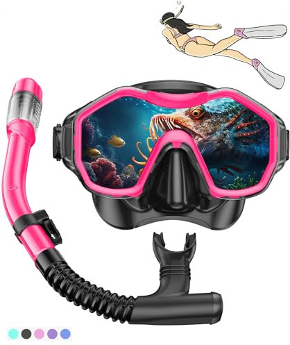 iParaAiluRy Schnorchelset Erwachsene Taucherbrille Erwachsene mit Anti-Fog Weitwinkelsichtmaske, Taucherbrille mit Schnorchel Schnorchelmaske Erwachsene für Schnorcheln Schwimmen und Tauchen