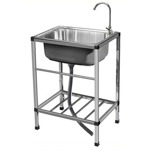 Évier de Cuisine Inox Autoportant Extérieur Évier De Jardin avec Robinet et Accessoires Evier 1 Bac Lavabo multifonction pour Cuisine Restaurant Garage Jardin Camping-car,48 * 35 cm