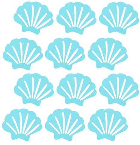 Bathtub Stickers Non-Slip 12Pcs Shell Shaped Tubs Safety Shower Treads Adhesive Appliques Anti Slip Shower Stickers Anti Skid Decals for Bathroom Bathtub Pools Boats Floor Stairs Ladders