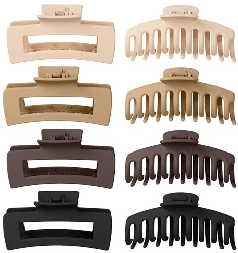 Mecool 8 Pcs Hair Claw Clips for Women Ponytail Holder Headwear | Hair styling Accessories for Straight, Curly, Wavy Hair | Non Slip Hair Clips Women | Hair Products | Big Claw Clip Set