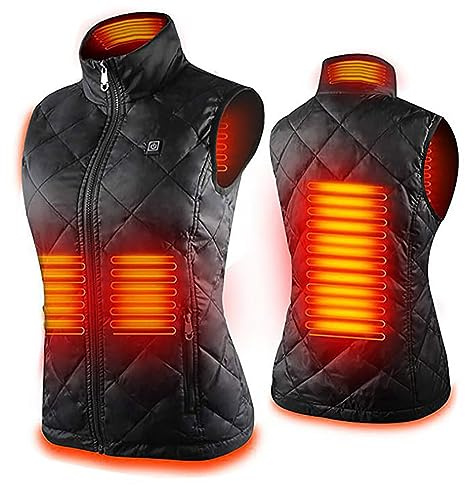 Zeiayuas 2024 Veste Chauffante Femme, Gilet Chauffant, Doudoune Chauffante Sans Manche Femme, Gilet Polaire avec 3 Niveaux de Chauffage pour Ski Plein Air Randonnée Hiver Moto Chasse Camping