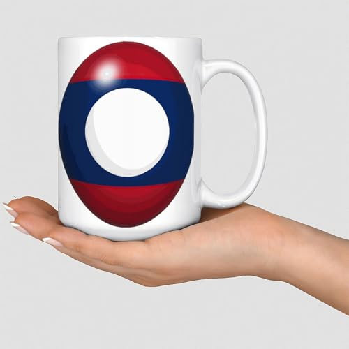 Mug Laos 445 ml avec drapeaux nationaux de pays marins en voile fantaisie tasse à café thé cadeau pour elle cadeau pour lui en céramique blanche