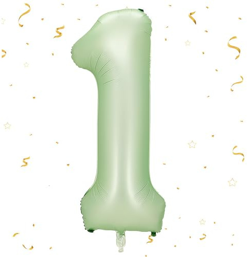 EWODEIEW Zahlen Luftballon 1 Salbei Grün,40 Zoll Luftballon Zahlen 1 Folien Ballon,Luftballon 1. Geburtstagsdeko Mädchen Riesen Folienballon 1. for Mädchen Jungen Birthday Party Geburtstag Dekor