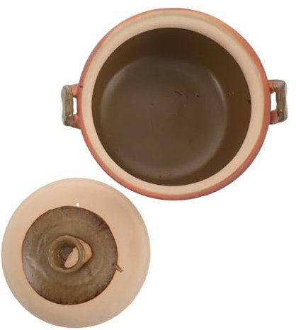 CIYODO Cocotte En Terre Cuite 2,5l Avec Poignée, Casserole Traditionnelle En Argile Pour Mijotage, Cuisson Lente Et Soupes, Ustensile Cuisine Polyvalent Pour Usage Domestique