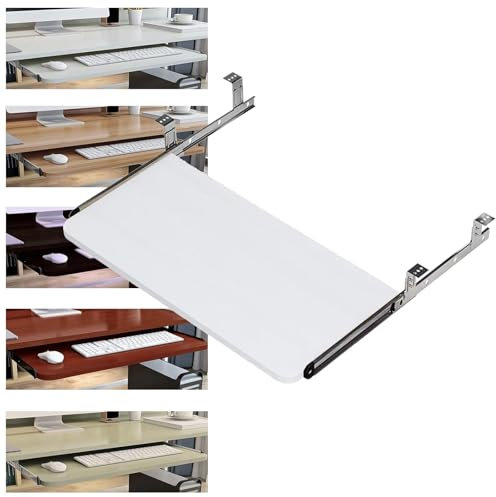 Vassoio For Tastiera Regolabile, Supporto Scorrevole For Tastiera For Scrivania, Supporto For Tastiera For Computer, Con Regolazione Dellaltezza Oscillante For Casa O Ufficio Professionale(WHITE,70x27