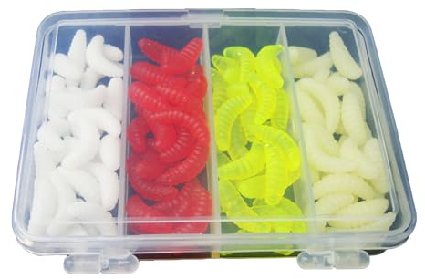 Qsvbeeqj 100 cebos de pesca artificiales, 2 1 cm, cebo suave para pesca de trucha