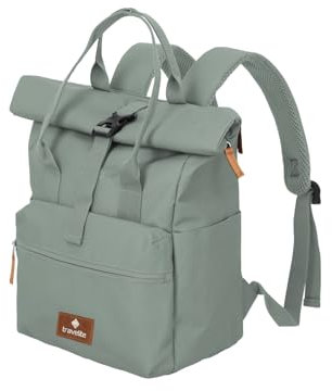 Travelite Handgepäck Rucksack, Laptop Rucksack 14 Zoll, Basics Short Handle Rollup, Reiserucksack Rolltop Funktion, Mint, 37-46 cm, 14 Liter