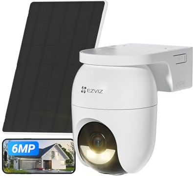 EZVIZ CB8 Lite 6MP+Solpanel 5W Batteridriven Övervakningskamera Utomhus WiFi, 360° Trådlös Kamera med AI Människa och Fordonsdetektering, Auto Zoom Tracking, Färg Mörkerseende, Tvåvägsljud, Siren