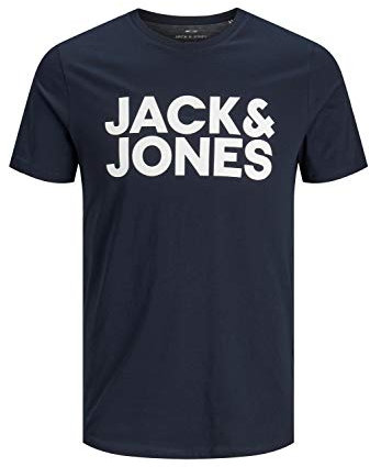 JACK & JONES Herren T-Shirt O-Neck JJECorp Logo Tee mit Frontprint 12151955 Navy Blazer S
