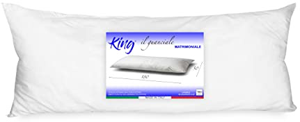 Tex family GUANCIALE King Cuscino Letto 2 PIAZZE Matrimoniale Lungo cm. 180 Mis. Bianco CM. 50 X 180