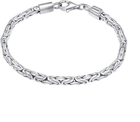 Kuzzoi Buddha Silber-Armband für Herren, handgefertigte Königskette Armschmuck aus massiven 925 Sterling Silber poliert, Herrenarmband (4 mm) mit Karabiner,19 g, 19 cm