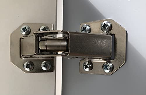 NELI 2er-Set Aufschraubscharniere mit Softclose - Öffnungswinkel 90° - Scharniere zum Aufschrauben - Kein Slot erforderlich - 2 Scharniere mit 8 Befestigungsschrauben