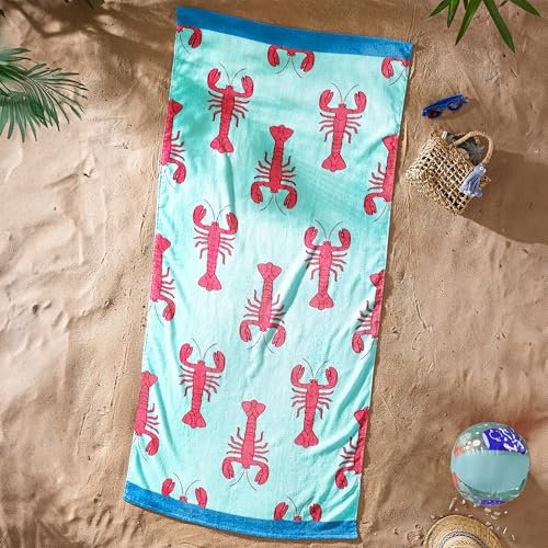Catherine Lansfield Lobster 76x160cm Cotton Beach Towel Red