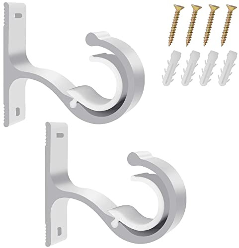 Nramwell 2 staffe regolabili per asta per tenda, ø20-28 mm, ganci per drappeggio, in lega di alluminio resistente, supporto per asta da appendere con viti per tenda o guardaroba (bianco)
