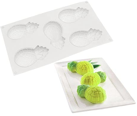 Silicone Mold Dessert Silicone Cake Mold For Baking Fondant Mould Fruit Shape Sugar Candy Jelly Bakeware Chocolates Mould (Pineapple G_11.68x6.84x1.48 inch)