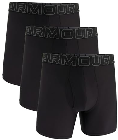 Under Armour Men's 3-Pack Performance Tech Mesh Boxer Brief, 6 Inseam – Breathable, Moisture Wicking, Soft Touch, All-Day Comfort, Black, XL
