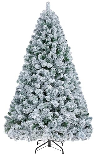 Yaheetech 152cm Árbol de Navidad Artificial con Nieve 532 Puntas Realista PVC Robusto Abeto Soporte Metálico Decoración para Navidad