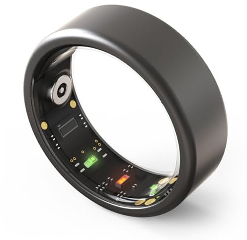 Smart Ring, Fitness Smart Ring, 7 dagars batteritid, magnetisk laddning, vattentät och energisparande, for övervakning av hälsa, kroppstemperatur, sömn och hjärtslag, fitness (Color : Black, Size :