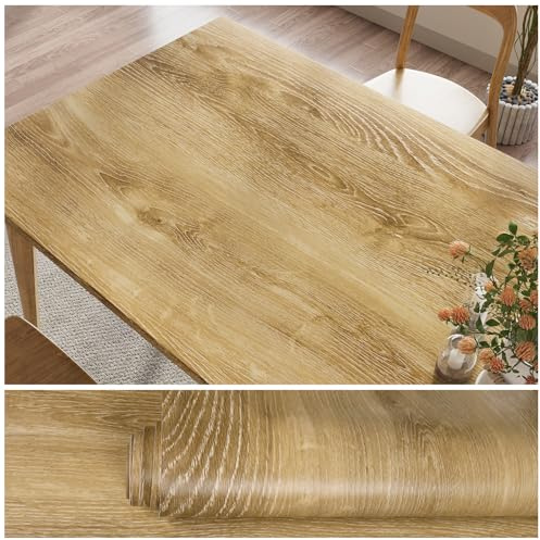 VEELIKE Carta da parati in legno di quercia naturale, carta da parati con venature del legno, impermeabile, per controsoffitti, armadi, 40 x 305 cm, adesivo in vinile per pareti, scrivania e tavolo