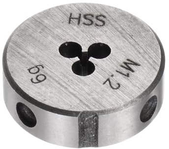 QUARKZMAN Filières à Fileter Rondes, Filetage Métrique M1.2 x 0.25 (Droite), Acier Rapide (HSS) Outil de Réparation de Filière de Coupe de Vis