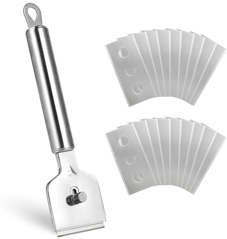 FHISKUNYU Raschietto Vetro Piano Induzione con 18 Lame di Ricambio - Raschietto Multifunzionale per Forno, Piastrelle, Pavimento e Pulizia Ceramica