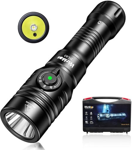 Wurkkos DL03 Tauchlampe mit Weißem Licht,Grünem Licht,2800 Lumen Tauchen Taschenlampe Wiederaufladbar,480 Meter Reichweite,IPX8 Wasserdicht,Unterwasser Taschenlampe für Unterwasser Tiefseehöhle
