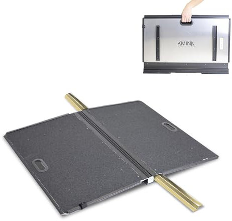KMINA Klappbare Rollstuhlrampe für Türschwelle (4 cm Höhe), Türschwellenrampe, Belastbarkeit 270 kg, Tragbar mit Griff und Tasche