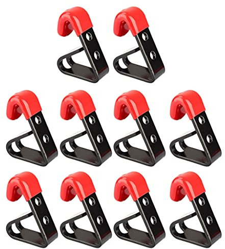 LLHCF Ganchos de pared resistentes para almacenamiento de garaje, con escoba y trapeador, color negro y rojo