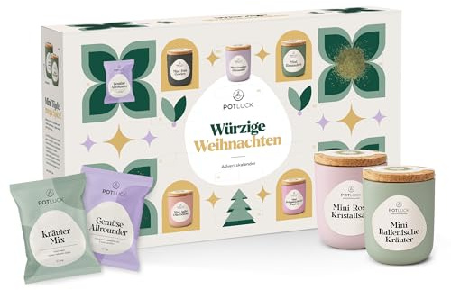 Potluck | Mini Adventskalender 2025 | Tannenzauber | Gewürzkalender mit 24 abwechslungsreichen Gewürzmischungen zum Probieren | Geschenkidee für Advents- & Weihnachtszeit