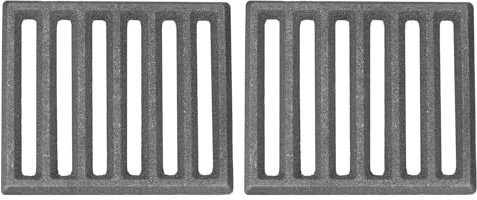 PATIKIL 2 Pcs Rejilla De Hierro Fundido 5.9 Rectangular Rejilla De Parrilla De BBQ Repuesto Plato De Carbón De Alta Temperatura Rejilla Inferior Accesorios De Parrilla 6 Ranuras