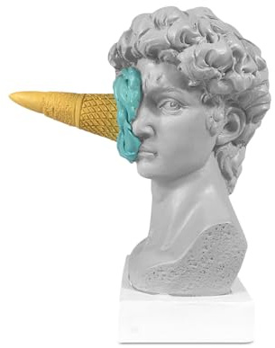 Scultura di gelato – figura artistica di David, statua di marmo astratta, decorazione creativa in busto | Moderno centrotavola in resina per camera da letto, ufficio, tavolo, ingresso, galleria