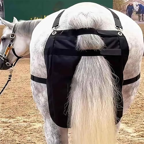 BESTXH Sacchetto per Letame di Cavallo, Sacchi per Letame Riutilizzabili E Resistenti, Pannolino per Cavalli Lavabile E Impermeabile, Sacchetto Raccogli-Escrementi per Cavalli,Nero,S